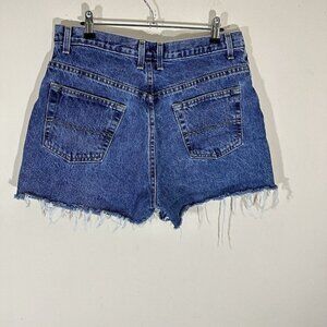 90s Y2K Vintage Faded Glory High Waisted Jean Cut Off Shorts Size 34 Mom Blue